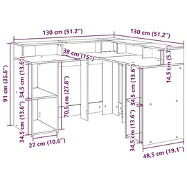 vidaXL Schreibtisch Gaming-Tisch Eiche