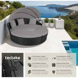 Tectake Sonneninsel Rattan schwarz/grau