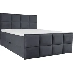 Boxspringbett LEONIQUE "Timeo", grau (anthrazit), B:121cm L:210cm, Komplettbetten, Boxspringbett, in den Breiten 120,140,160 & 180 cm erhältlich