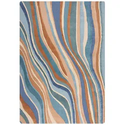 KADIMA DESIGN Wollteppich Handgetuftet Abstraktes Wellenmuster Multicolor Langlebig | 160x230cm