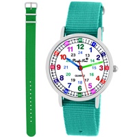 Kinder Armbanduhr Mädchen Jungs Lernuhr Uhrzeit lernen 2 Armband türkis + grün