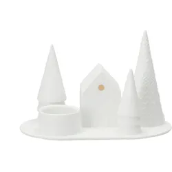 räder Wintermärchen Kerzenhalter Waldhütte weiß