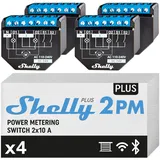 Shelly Plus 2PM Wlan 2 Kanäle Smart Relais Schalter | Rolladenschalter mit Stromverbrauchsmessung | Hausautomation | Google Home Alexa Zubehör | iOS Android App (4 Pack)