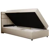 panda möbel Boxspringbett 100x200 mit Bettkast und Topper - Beige,