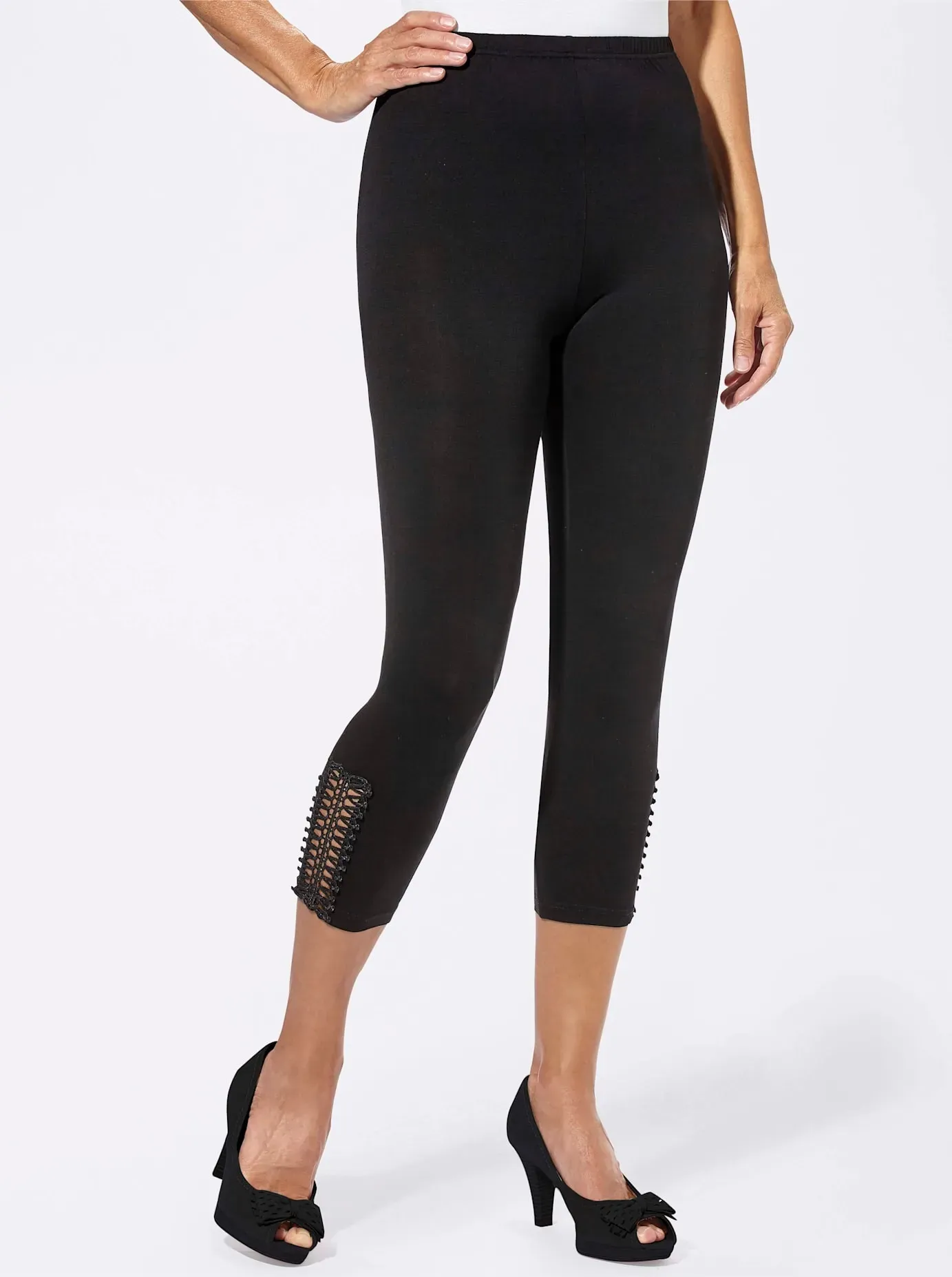 Leggings LADY, Damen, Gr. 36, Normalgrößen, schwarz, 95% Viskose, 5% Elasthan, unifarben, 3/4-Länge, Hosen Leggings