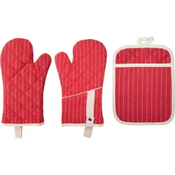 Topfhandschuhe STUCO "gestreift", rot (rot, natur), Polyester, Baumwolle, Topflappen