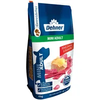 Dehner Premium Hundefutter, Trockenfutter getreidefrei, für ausgewachsene Hunde kleiner Rassen, Rind / Lamm / Kartoffel, 4 kg