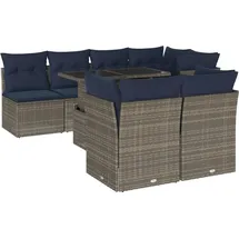 vidaXL 8-teiliges Gartensofa-Set mit Kissen, grau, Polyrattan