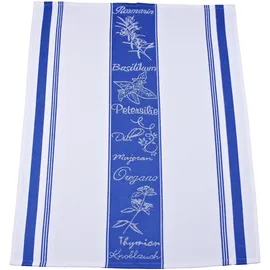 Ross 3er Pack Zwirn Halbleinen Geschirrtücher, Kräuter 50x70 cm | blau - blau
