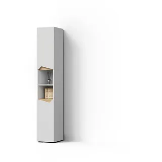 livinity® Badschrank, Weiß, Eiche Artisan, Holzwerkstoff, 6 Fächer, 30x180x35 cm, Badezimmer, Badezimmerschränke, Hochschränke