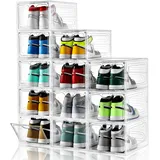 INSTY Schuhboxen, 8er-Set, stapelbar, transparente Kunststoff-Schuhboxen, Schuh-Aufbewahrungsbox und Schuh-Organizer-Behälter für Sneaker-Display, passend für US-Größe 12 (34x24.9x18x18 cm)