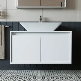 roomartstore.de Roomart Atlantic-85 Unterschrank Bad 85 cm Breit, Weiß-eiche