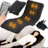 Massageauflage mit Fernbedienung, Massagematte, Ganzkörpermassage, 5 Modi Vibrationsmassage, Wärmefunktion, 58 x 175 cm, Rücken, Beinen, Nacken,... - Schwarz