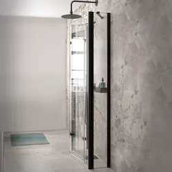 HÜPPE Design pure U-Kabine mit 2 Schwingfalttüren, Maßanfertigung, Glas mit Anti-Plaque, mit Komfortgriff, Duschkabinen, black edition