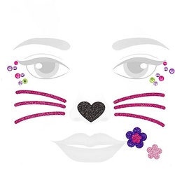 Face-Art-Tattoo "Katze", pink/lila