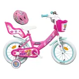 Vélo ATLAS Kinderfahrrad 14 Zoll (35,6 cm) für Mädchen, Stella der Paw Patrol, ausgestattet mit 2 Bremsen, Korb vorne, Puppenträger hinten und Helm inklusive