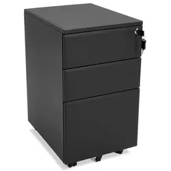 Metall Bürobox mit Rollen Schubladen | Abschließbarer Aufbewahrungsschrank für Dokumente | Mobile Büro Rollcontainer | Kadima Design