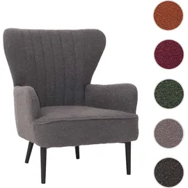 Mendler Lounge-Sessel HWC-K37 Bouclé 75 x 80 x 75 cm dunkelgrau mit Kissen