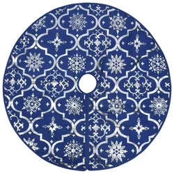 vidaXL Luxus-Weihnachtsbaumdecke mit Socke Blau 90 cm Stoff
