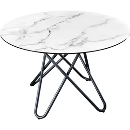 Riess-Ambiente Esstisch ELLIPSE 120cm Marmor weiß Keramik Hairpin Legs made in Italy rund