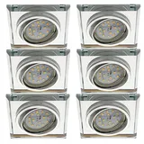 Trango 6er Set LED Einbauleuchte eckig Aluminium Glas