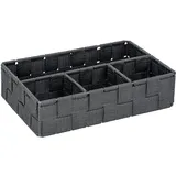 Wenko Aufbewahrungskorb Adria Klein Dunkelgrau - Badorganizer mit 4 Fächern, Polypropylen, 26 x 6.5 x 17 cm, Dunkelgrau