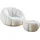SalesFever Sessel Bonn Teddyfell 97 x 65 x 95 cm Weiß mit Hocker drehbar