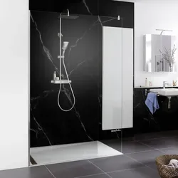 HSK Duschabtrennung Walk-In Glaselement Frontelement-Wandanschlussprofil für bauseitigen Einbau vorab inkl. Keder, Dichtschnur und Stabilisationsbügel „Walk In Pro“ Glas Nebel, Profile Edelstahllook, H: 2000 mm