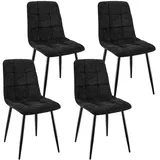 ANVOFONG Esszimmerstühle 4er Set,Küchenstuhl aus Leinenstoff,Polsterstühle mit Eisenfüßen,Stuhl Schlafzimmer,Wohnzimmer Stühle-Schwarz