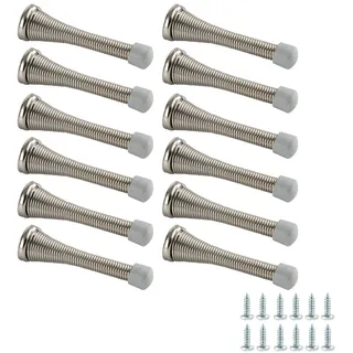 Amazon Basics Feder-Türstopper, 12er-Pack, Nickel gebürstet