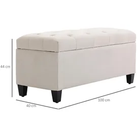 Homcom Sitzbank Polsterbank mit Stauraum Truhenbank Flur Schlafzimmer Wohnzimmer leinenartiges Polyester Gummiholz Cremeweiß 100 x 40 x 44 cm