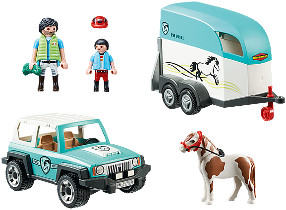 Playmobil 70511 Country PKW mit Pony-Anhänger Pferde-Anhänger Pferde Spielzeug 