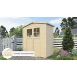 Konifera Gartenhaus KONIFERA "Alto 1 Fineline Satteldach", beige (naturbelassen), ohne Fußboden, Holzwerkstoff, Gartenhäuser