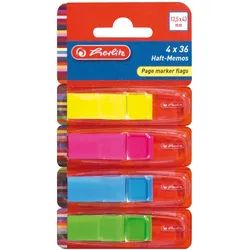 Herlitz Haft-Memos Pagemarker flags 12.5x43 4x36Blatt PET neonfarben sortiert
