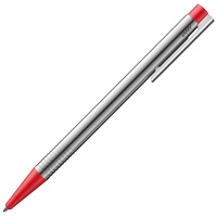 LAMY logo Kugelschreiber 205 aus rostfreiem Edelstahl in der Farbe matt rot mit integrierter Clip-Drücker-Einheit, inkl. Großraummine LAMY M 16 Strichbreite M in rot
