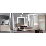 JVmoebel Schlafzimmer-Set, Set 6tlg Schlafzimmer Bett Nachttisch Kommode Spiegel beige