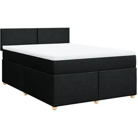 vidaXL Boxspringbett mit Matratze Schwarz 140x200 cm Stoff