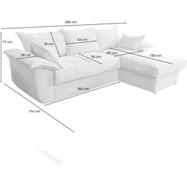 KAWOLA Sofa DAMETO Ecksofa Bettsofa Schlafsofa mit Stauraum Cord olivgrün Recamiere rechts