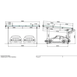 trendy home Doppelcarport 5,75 x 5,00 m silber inkl. Regenrinne