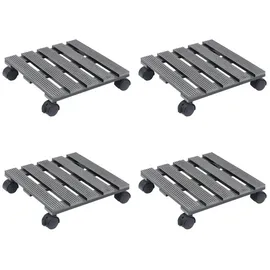 vidaXL Pflanzenroller 4 Stk. Grau 30x30x7,5 cm WPC