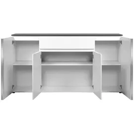 Livetastic Sideboard Weiß Hochglanz, Kunststoff, 3 Fächer, 1 Schubladen, 177.5x92x40 cm, B: 177,5 H: 92 T: 40.0