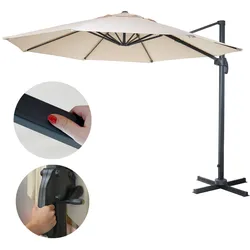 Gastronomie-Ampelschirm MCW-A96, Sonnenschirm, rund Ø 4m Polyester/Alu 27kg ~ creme ohne Ständer