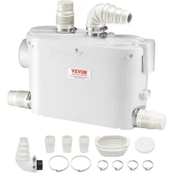 VEVOR Abwasser Hebeanlage 500W Fäkalienhebeanlage 8m Förderhöhe Abwasserpumpe 6600L/h Haushaltspumpe 2900U/min Schmutzwasserpumpe Eingebautes Rückschlagventil Wartungfrei WC Dusche Waschbecken