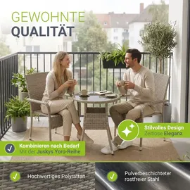 Juskys Yoro Polyrattan Gartenstuhl Grau 8 St.