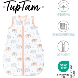 TupTam Baby Schlafsack 2.5 TOG – Warmer Winter Schlafsack Baby, OEKO-TEX, Ärmellos, Wattiert" Gr. 92, grau (elefant, mond), Schlafsäcke, L: 98cm, Obermaterial: 100% Baumwolle, Farbe: Elefant/Mond, Größe: 92-98 - 92-98