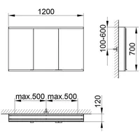 Keuco Spiegelschrank Royal Modular 2.0 1200x700x120mm, o SD, Vorbau,