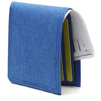 AfitLulu Geldbörse Herren Leinwand Portemonnaie Herren mit Multi Slot und ID Fenster, Portmonee Herren Slim Brieftasche Herren Ultradünn Geldbeutel Herren für Karten Fotos Münze (Blau, S)