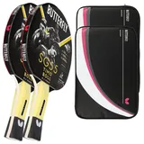 Butterfly Timo Boll 2 x SG55 Tischtennisschläger + 2 x Tischtennishülle Drive Case 2 | Tischtennisschlägerset | Tischtennis Profi Set