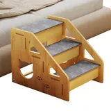 Hunderampe - Stabile rutschfeste Holztreppe für Hunde und Katzen,3-stufige Treppe für Hundebett | für kleine Hunde, Senior Katzen, Welpen, Sofa, Couch, Balkon, Terrasse