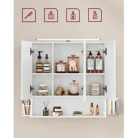 VASAGLE Spiegelschrank 70 cm weiß mit LED